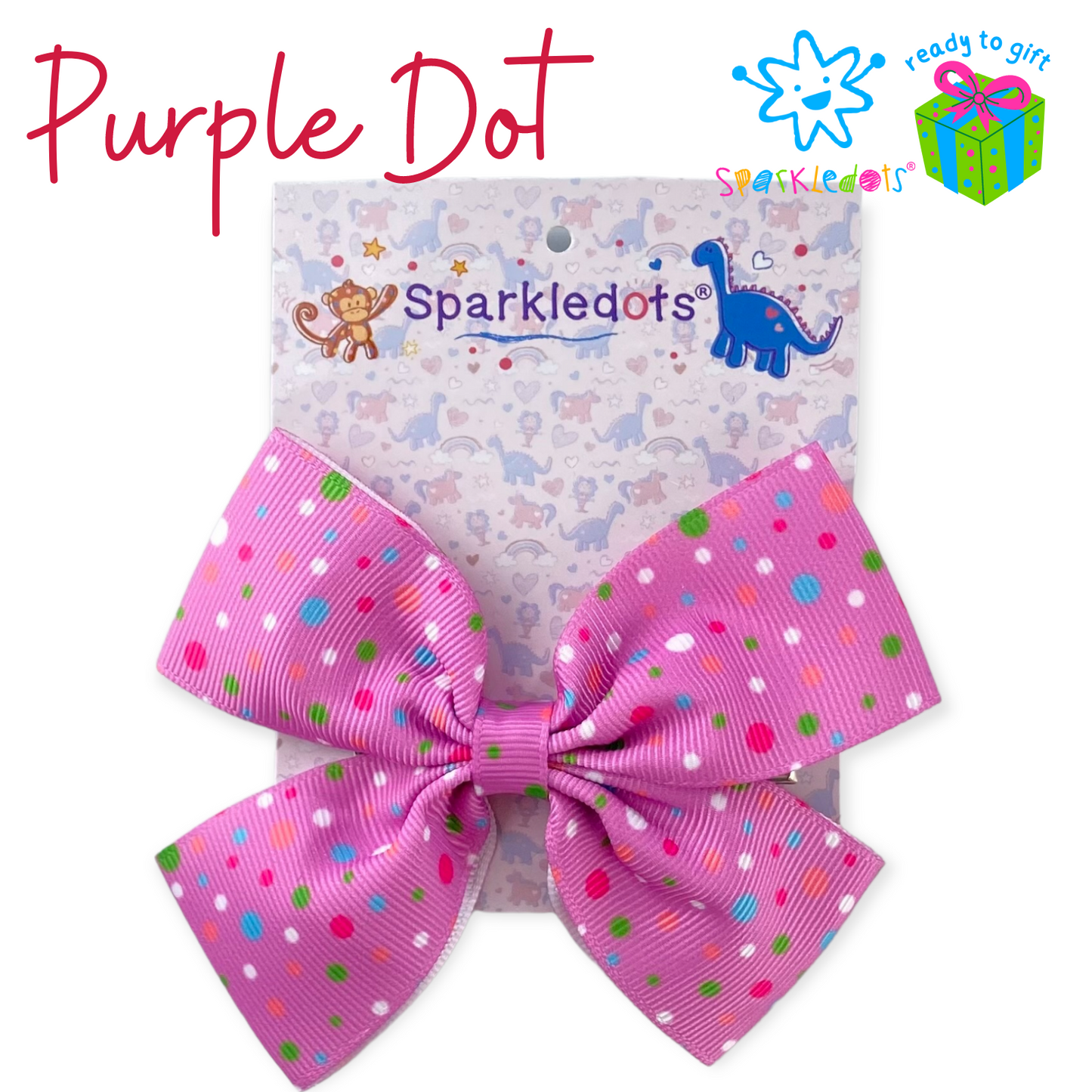 Purple Dots Hairbow