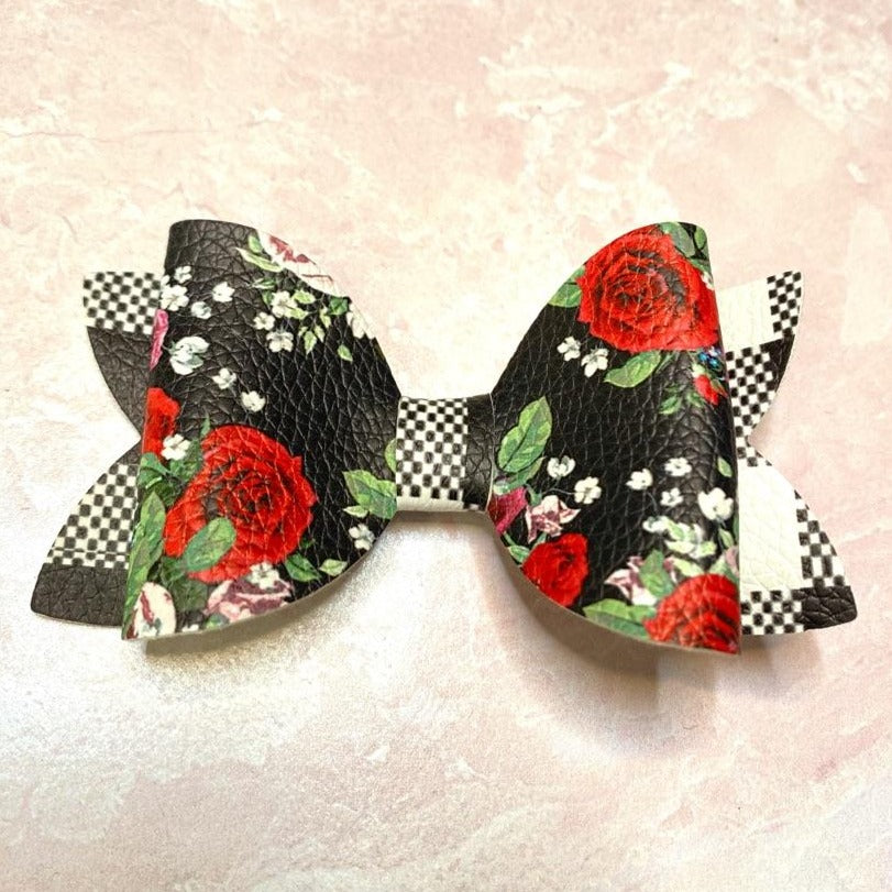 Black Floral Bow