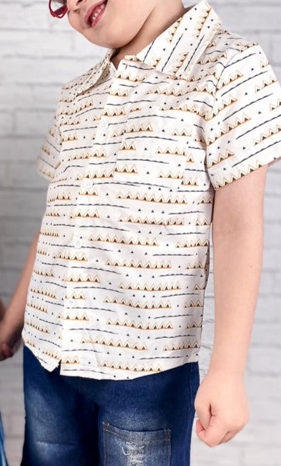 Earthtones Geometric Button Down Shirt