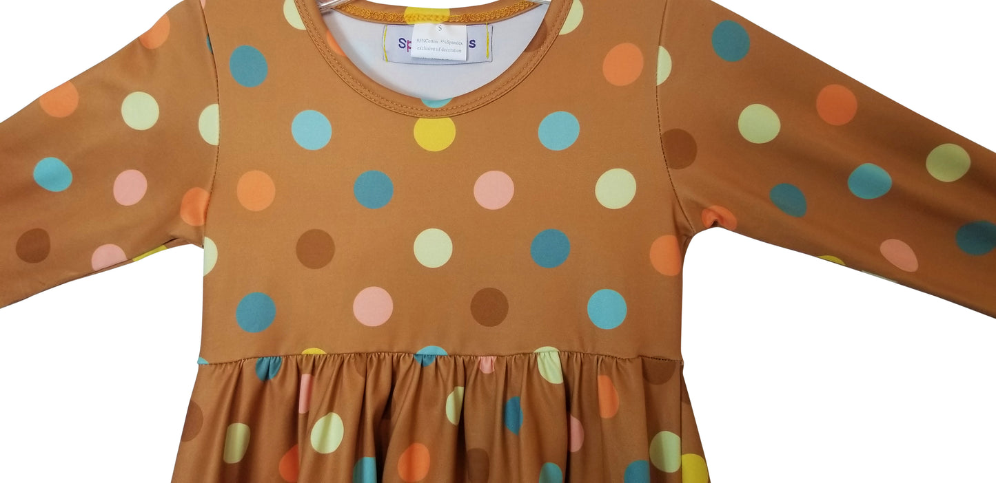 Mocha Dot Twirly Dress