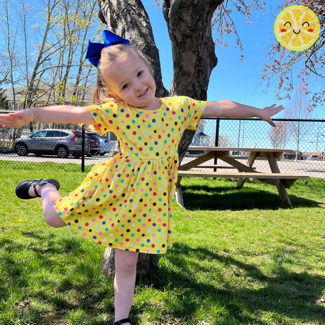 Yellow Multi Dot Twirly Dress