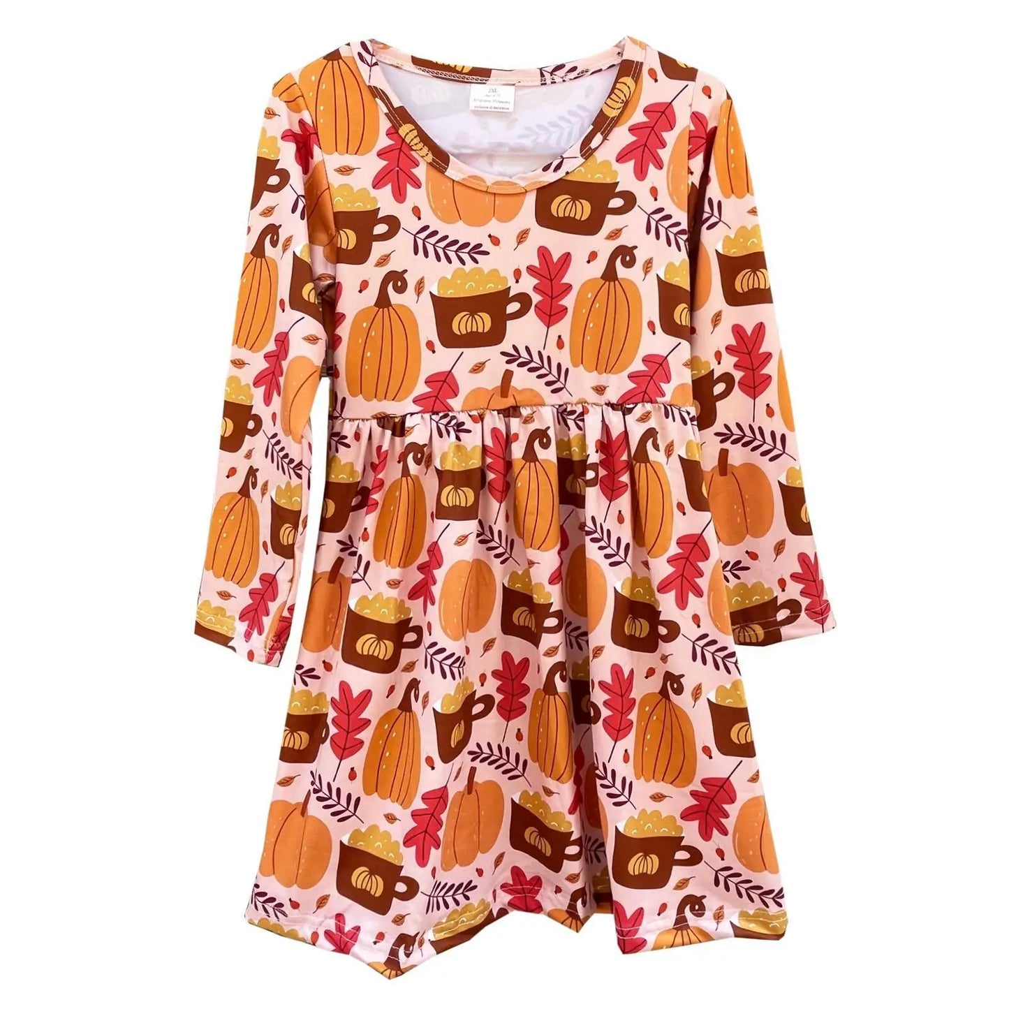 Perfectly Pumpkin Autumn Twirly Dress