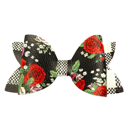 Black Floral Bow