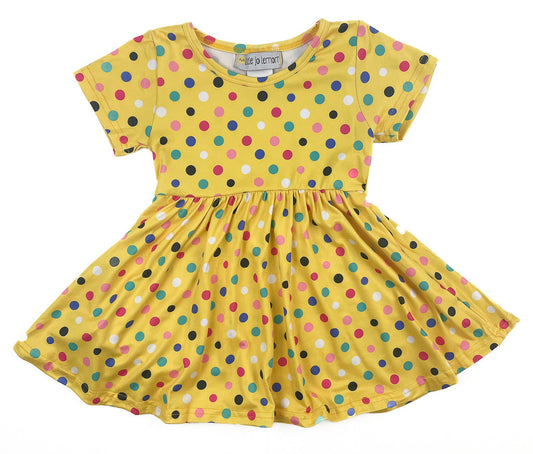 Yellow Multi Dot Twirly Dress