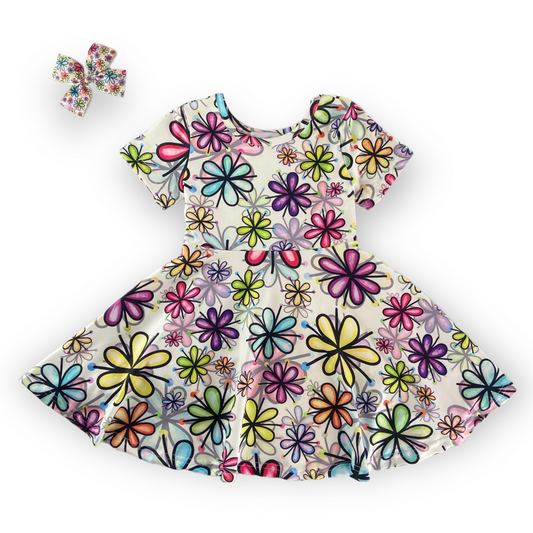 Happy Blossom Dress with Matching Hairbow
