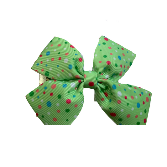 Lime Dots Hairbow