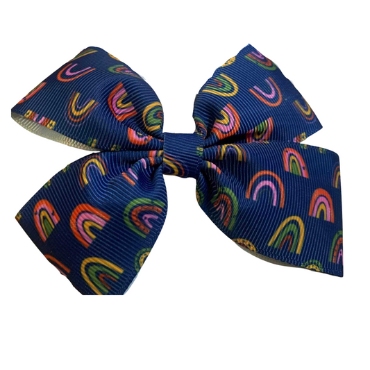 Navy Rainbow Hairbow