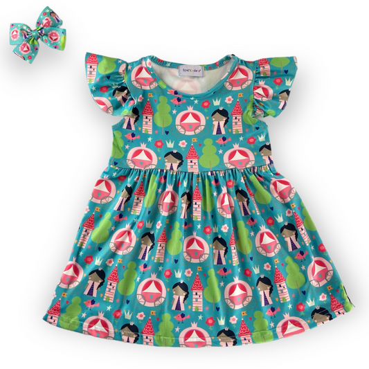 Princess Twirly Dress with Matching Hairbow