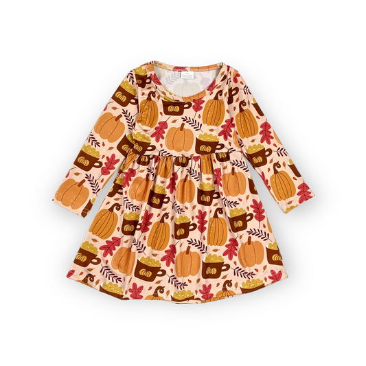 Perfectly Pumpkin Autumn Twirly Dress