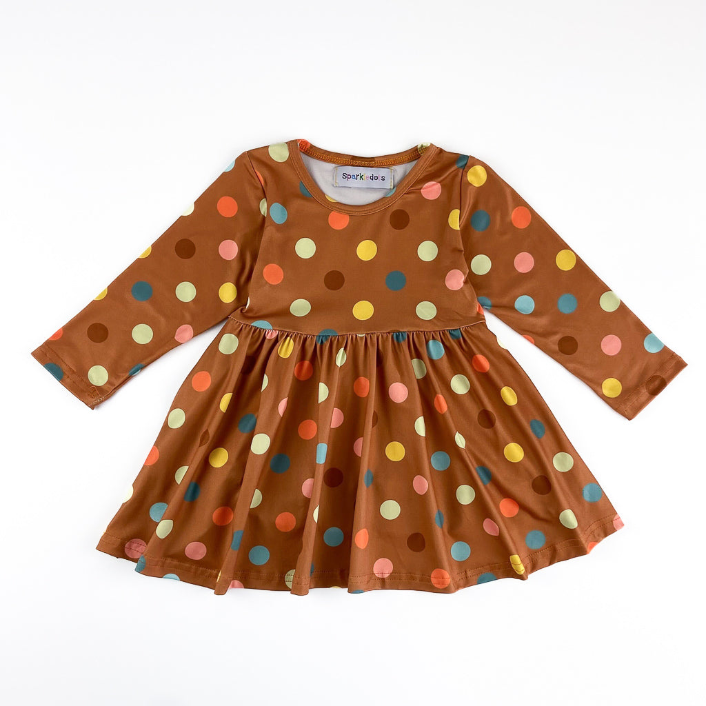 Mocha Dot Twirly Dress